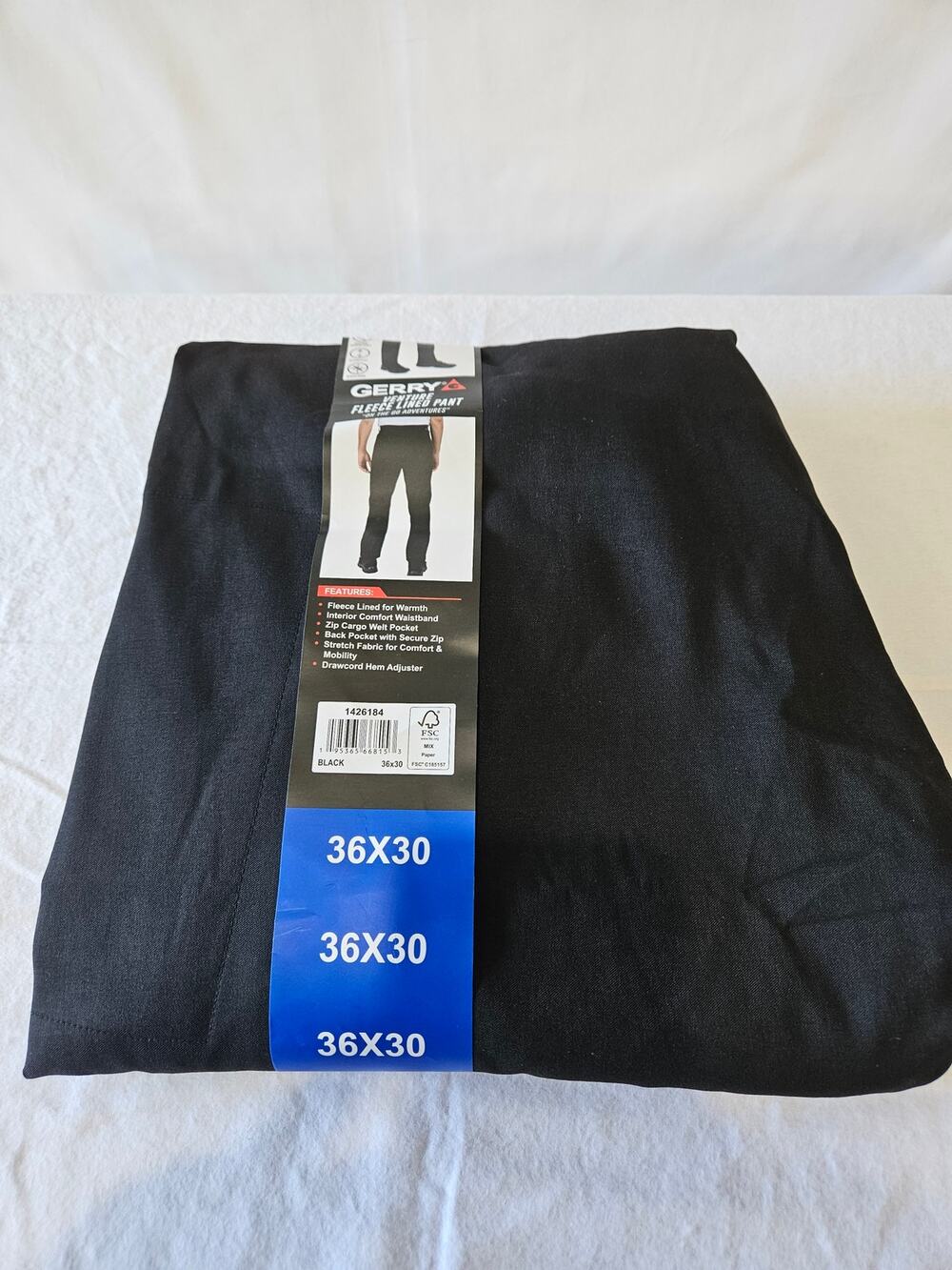 Gerry Fleece Lined Stretch Water Resistant Outdoor Pants Black 36x30